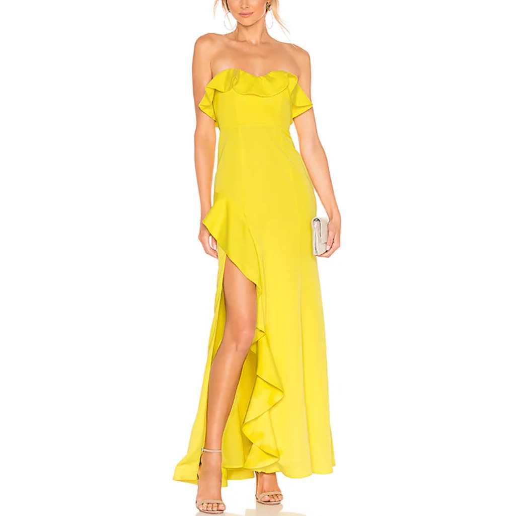 Majorelle Redfield Strapless Gown In Yellow